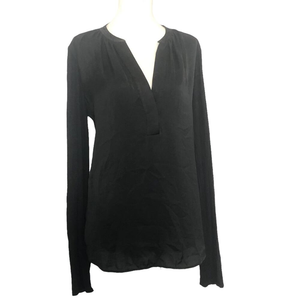 Vince Black Long Sleeve V-Neck Blouse Shirt Size Medium M